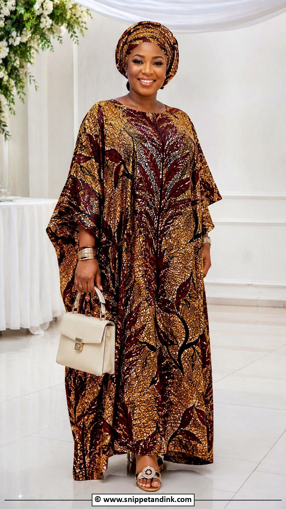 Ankara Asoebi Bubu Gown With Headwrap - Snippet and Ink - 25 Ankara Asoebi Styles for Wedding