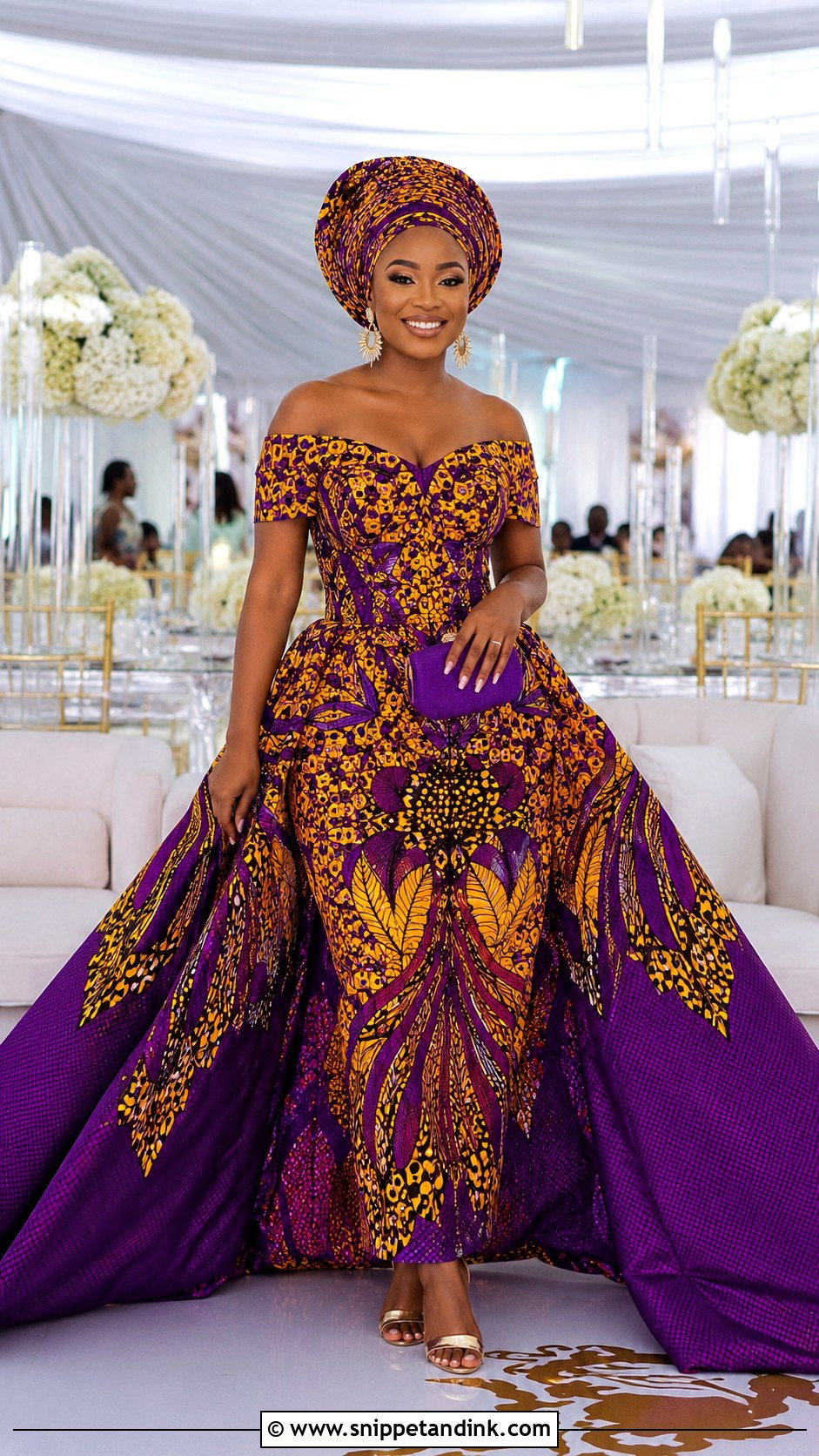 Ankara Ball Gown Bridal Outfit - Snippet and Ink - 20 African Bridal Ideas