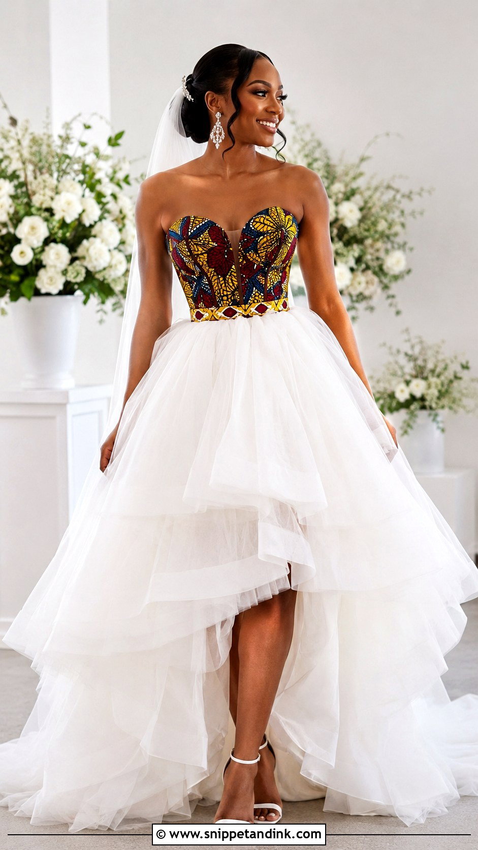 Ankara Bodice Wedding Dress With Tulle Skirt - Snippet and Ink - 20 Ankara Wedding Dress Styles