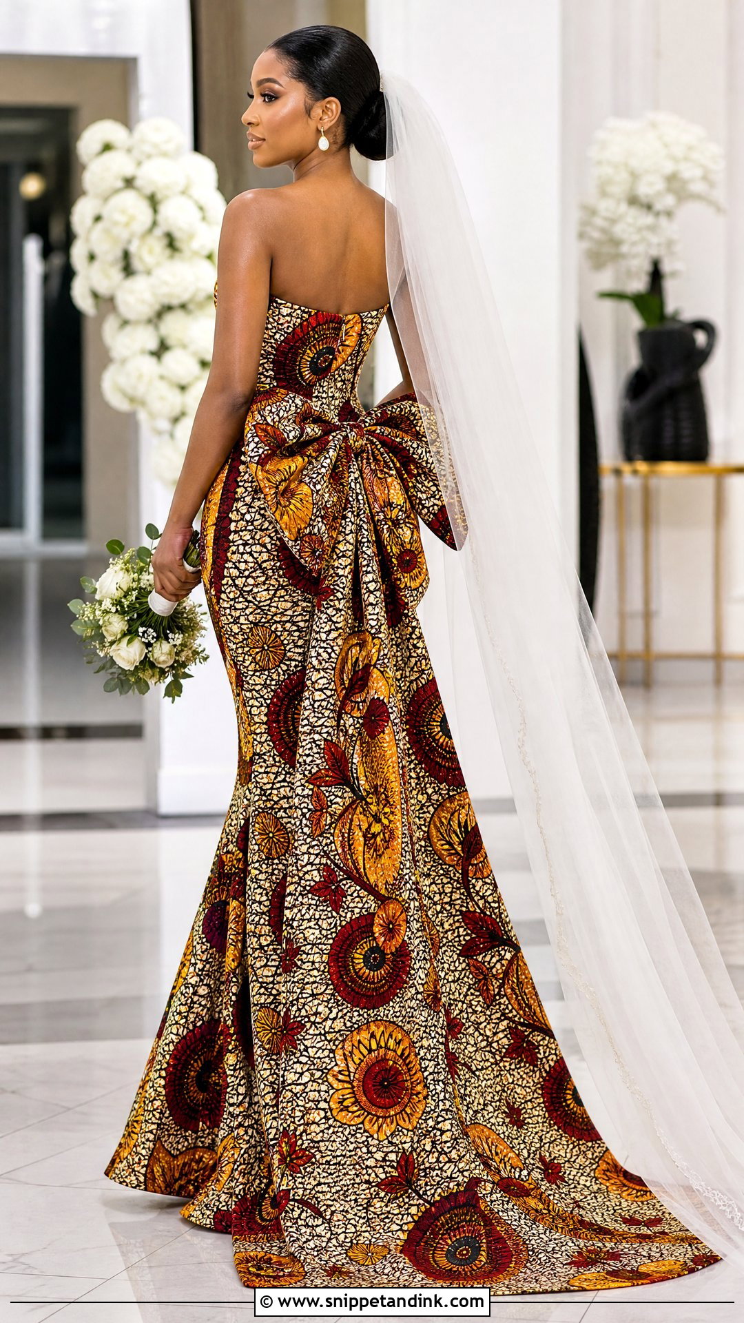 Ankara Bridal Dress With Bow - Snippet and Ink - 25 Ankara Bridal Dress Styles