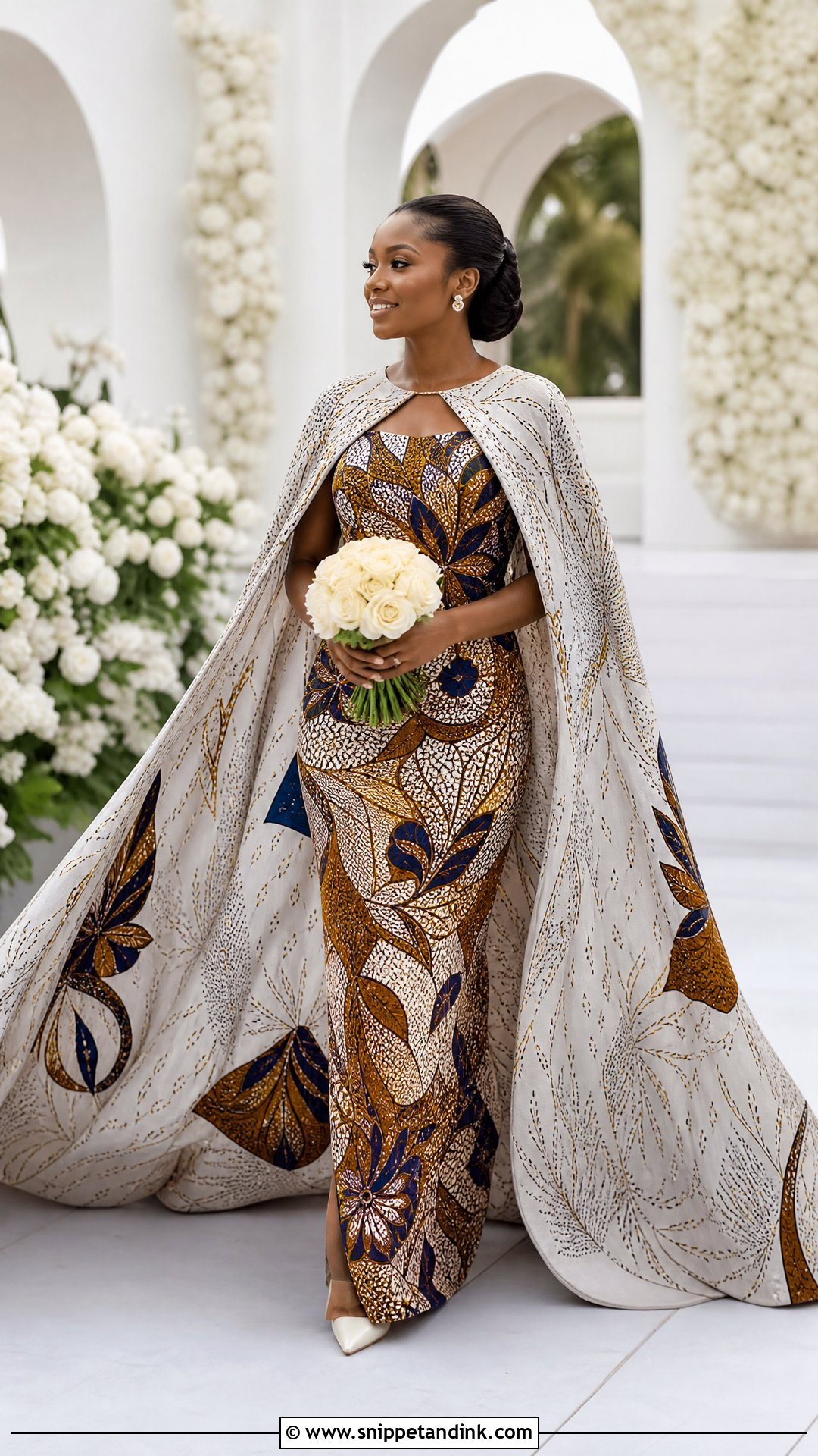 Ankara Bridal Dress With Cape - Snippet and Ink - 25 Ankara Bridal Dress Styles