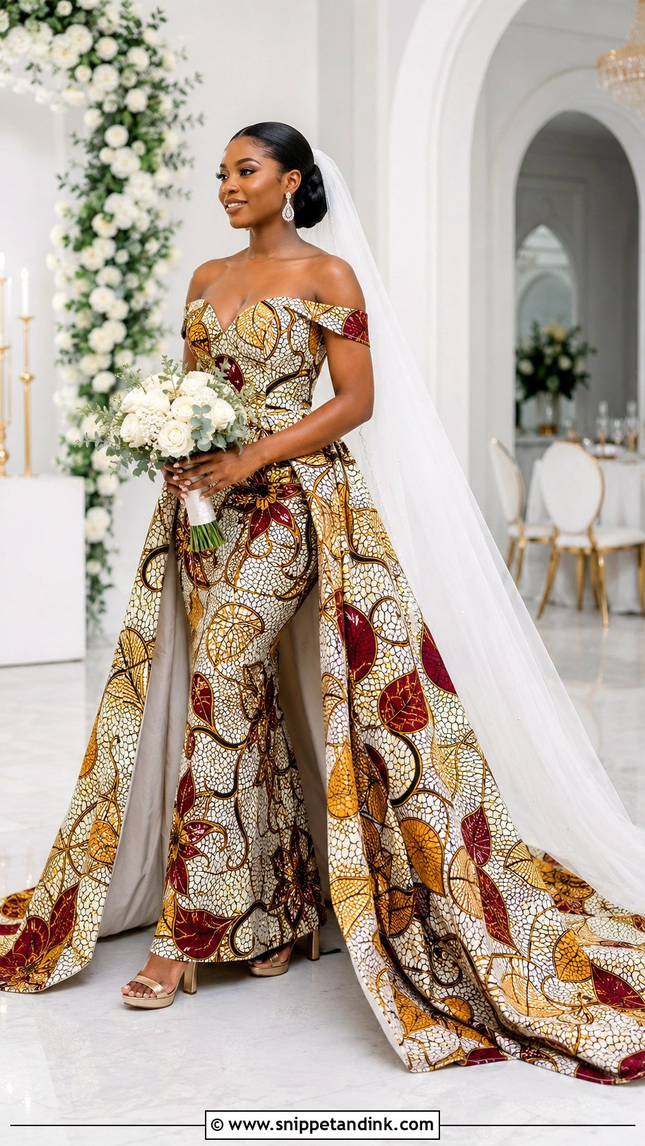 Ankara Bridal Dress With Detachable Train - Snippet and Ink - 20 Bridal Ankara Dresses