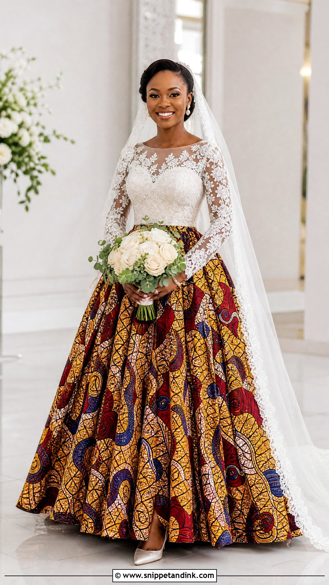 Ankara Bridal Dress With Lace - Snippet and Ink - 25 Ankara Bridal Dress Styles