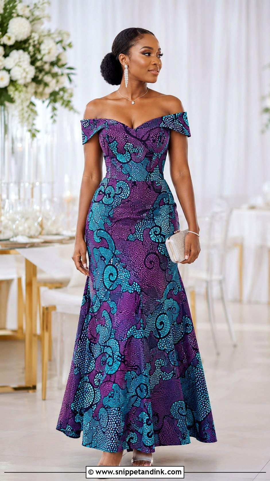 Ankara Bride Off Shoulder Dress - Snippet and Ink - 20 Ankara Bride Dress Ideas