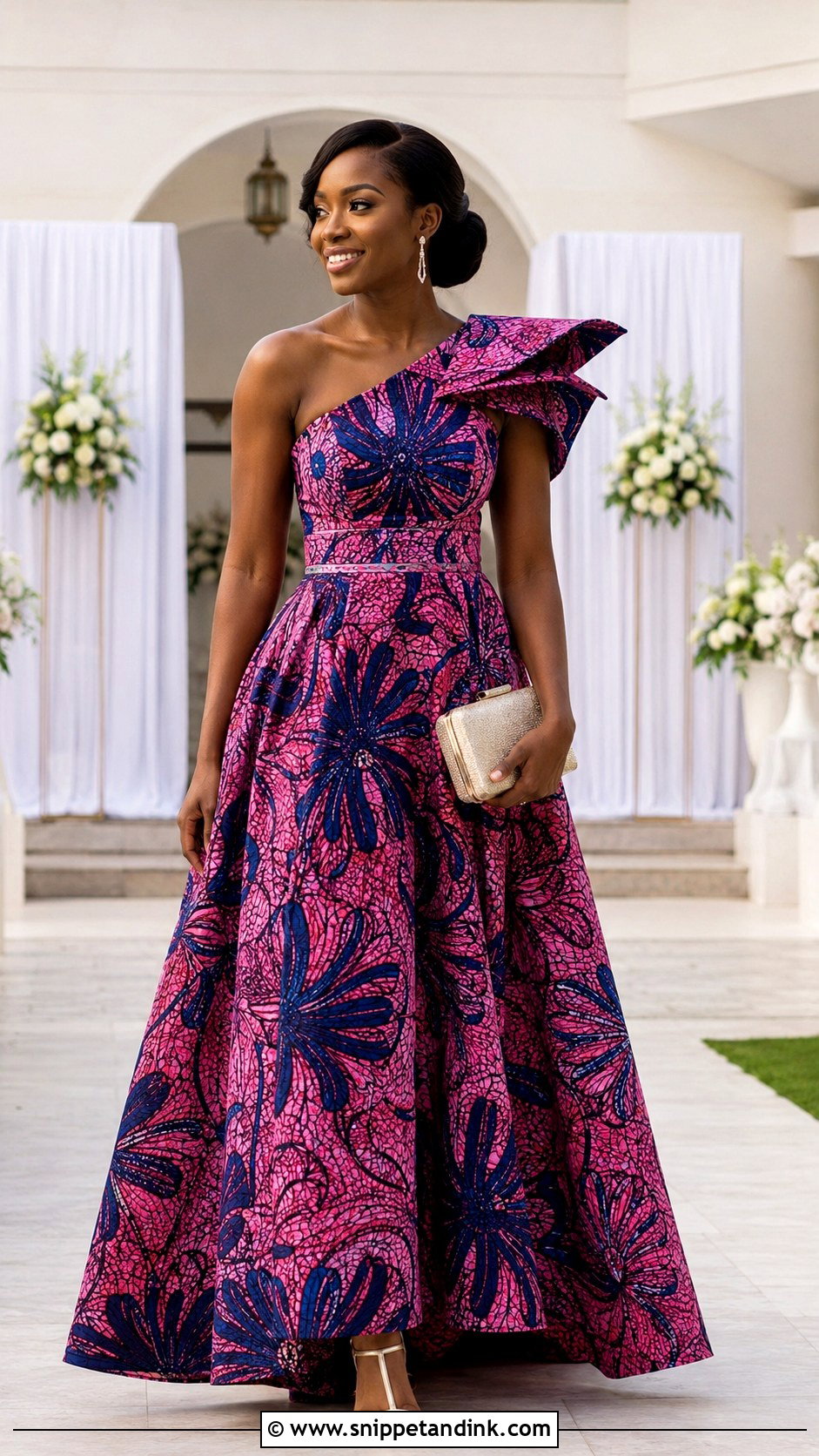 Ankara Bride One Shoulder Dress - Snippet and Ink - 20 Ankara Bride Dress Ideas