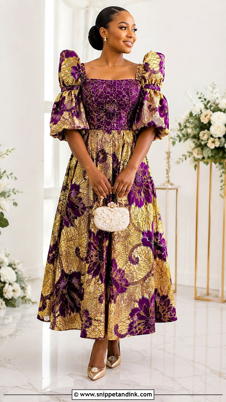 Ankara Bride Puff Sleeve Dress - Snippet and Ink - 20 Ankara Bride Dress Ideas