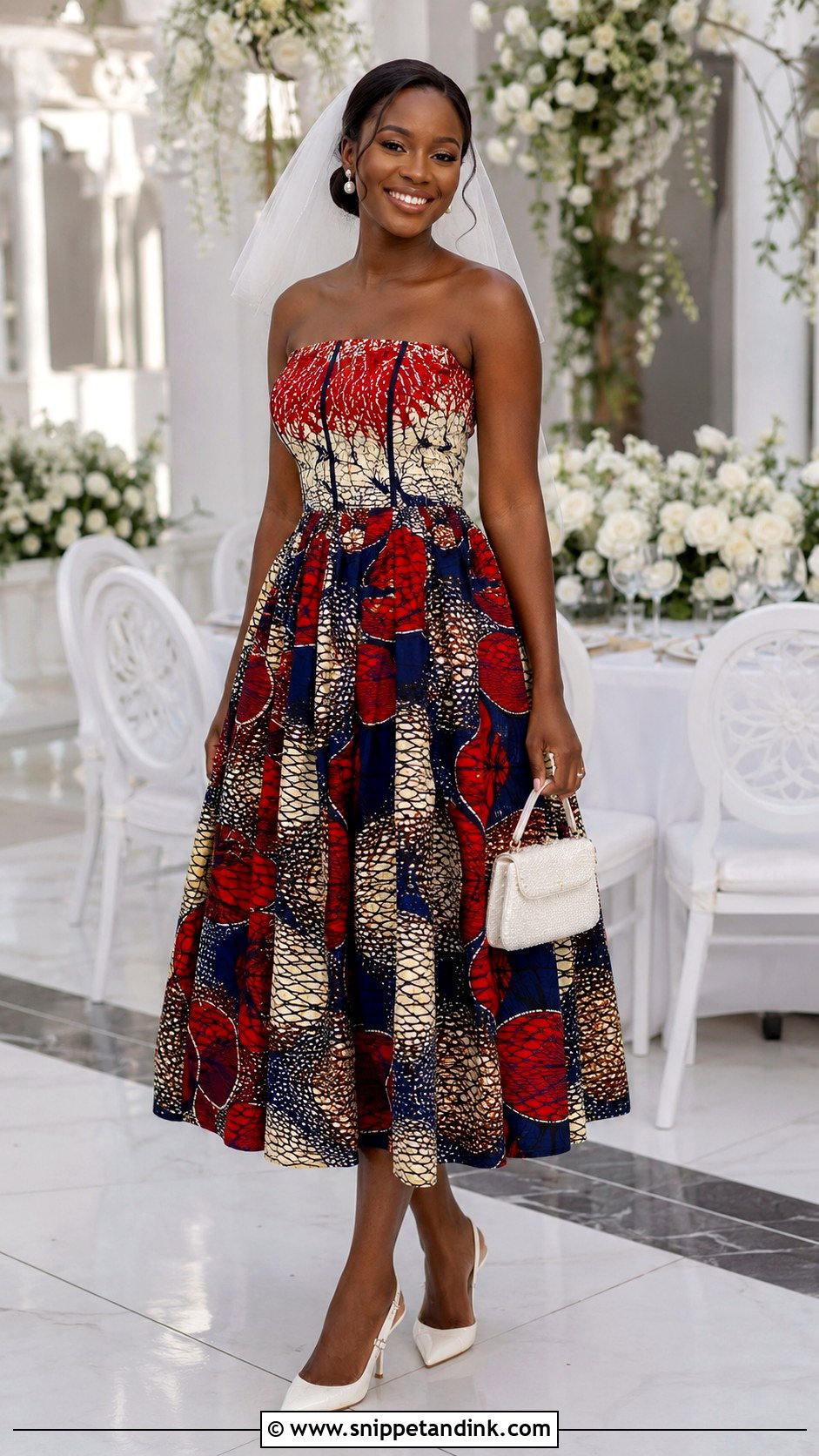 Ankara Bride Tea Length Dress - Snippet and Ink - 20 Ankara Bride Dress Ideas