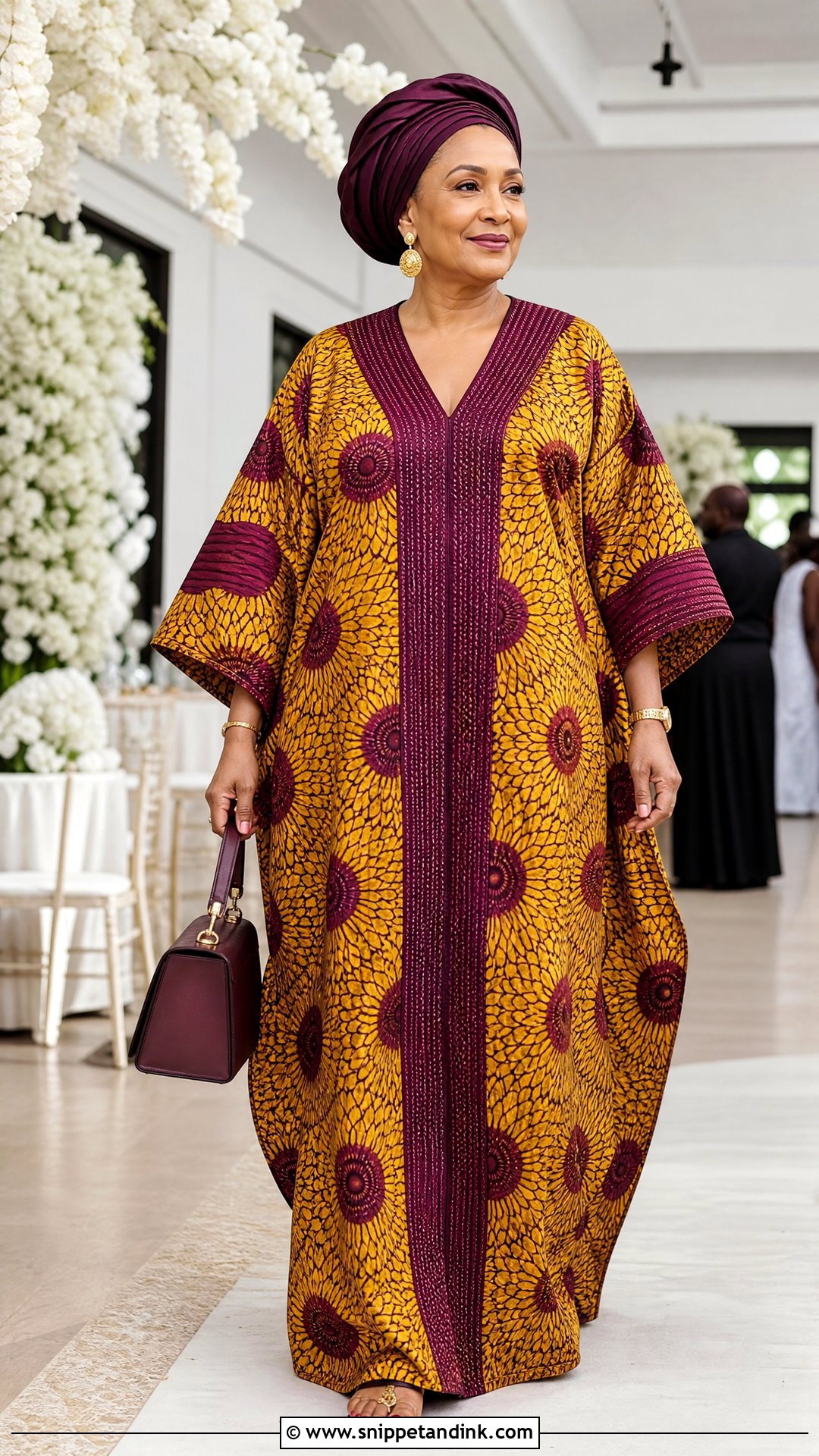Ankara Bubu Gown With Wide Sleeves - Snippet and Ink - 25 Big Ankara Gown Styles