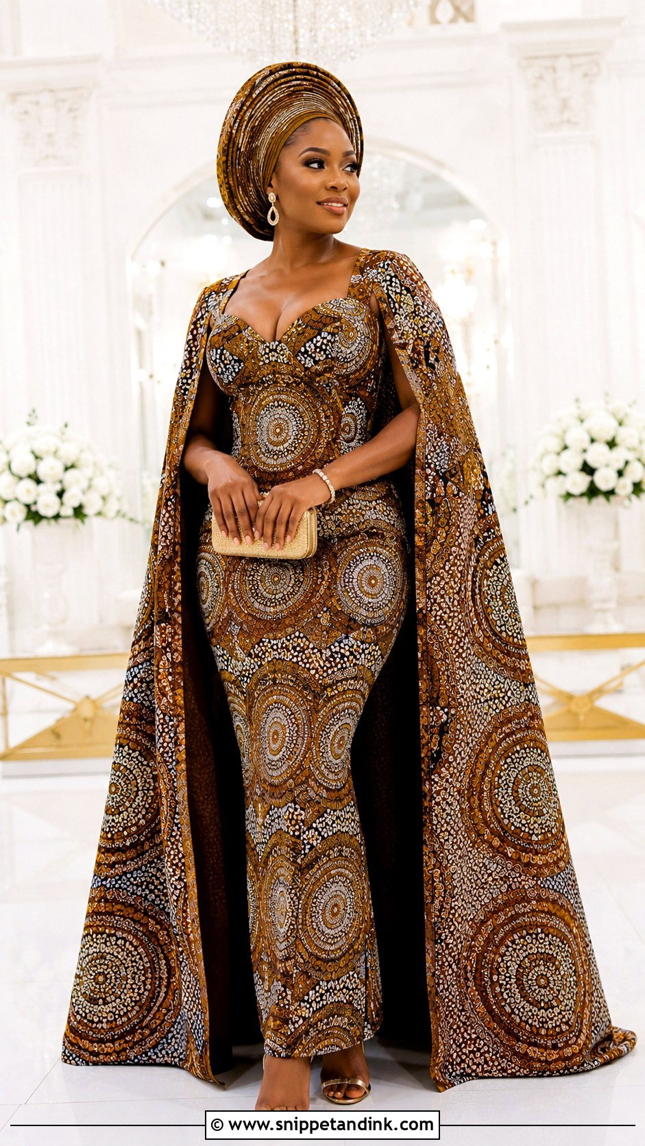 Ankara Cape Wedding Dress - Snippet and Ink - 25 Ankara Traditional Wedding Dresses