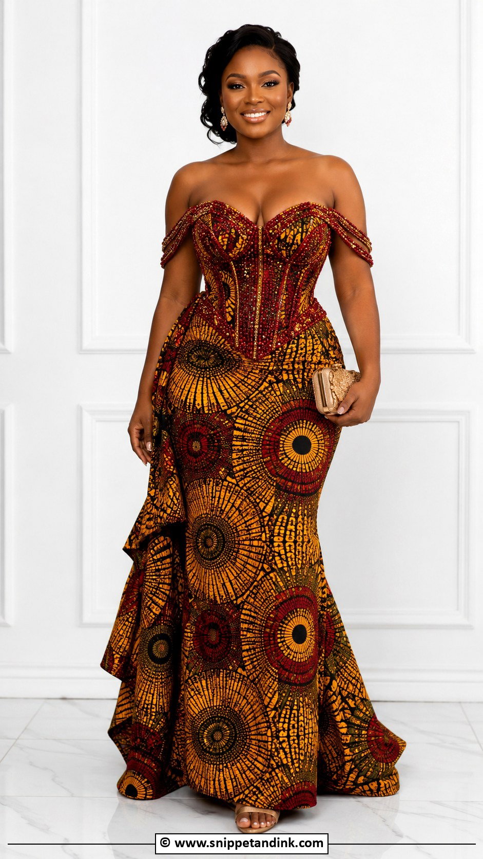 Ankara Corset Gown With Beads - Snippet and Ink - 30 Ankara Corset Gown Ideas