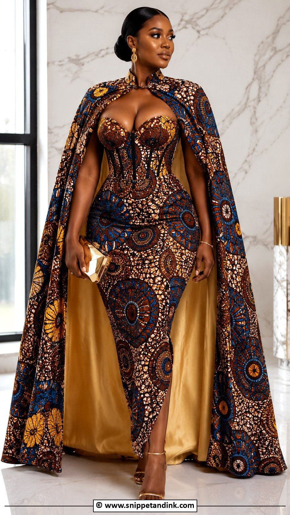 Ankara Corset Gown With Cape - Snippet and Ink - 30 Ankara Corset Gown Ideas