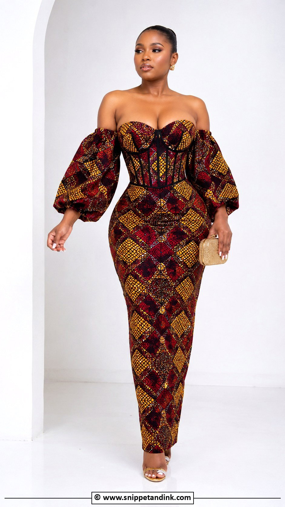 Ankara Corset Gown With Detachable Sleeves - Snippet and Ink - 30 Ankara Corset Gown Ideas
