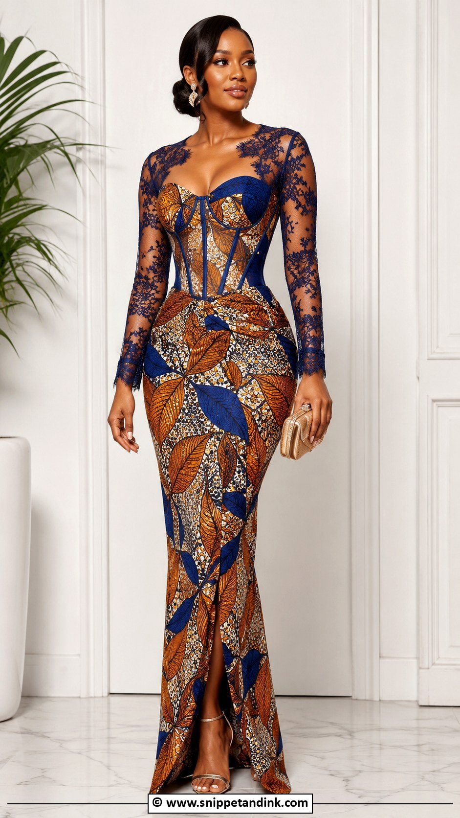 Ankara Corset Gown With Lace - Snippet and Ink - 30 Ankara Corset Gown Ideas