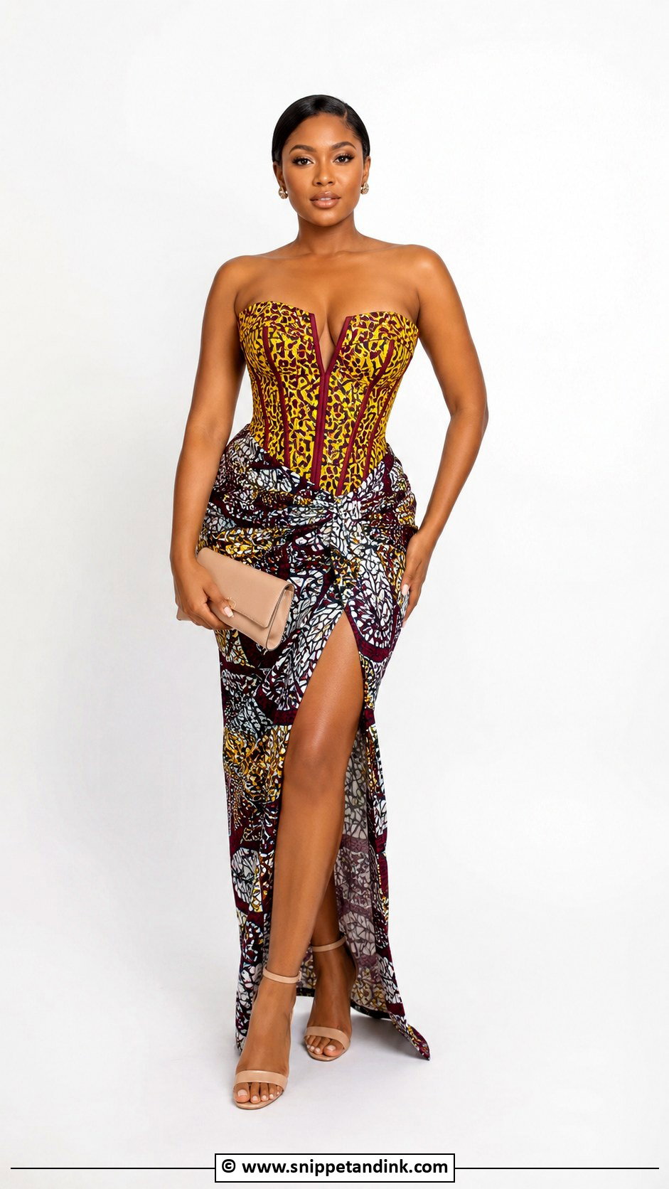 Ankara Corset Gown With Mixed Print - Snippet and Ink - 30 Ankara Corset Gown Ideas
