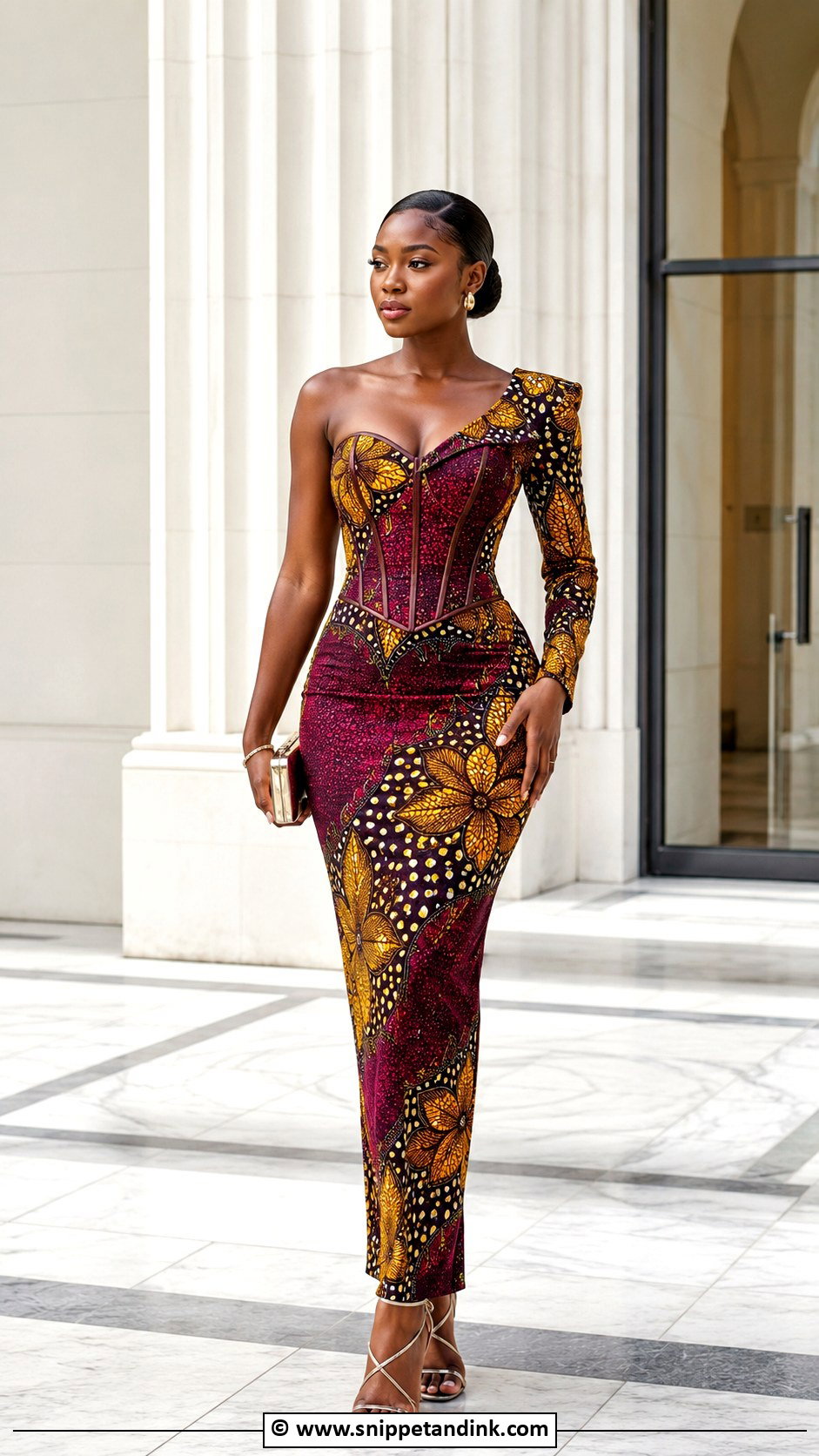 Ankara Corset Gown With One Shoulder - Snippet and Ink - 30 Ankara Corset Gown Ideas