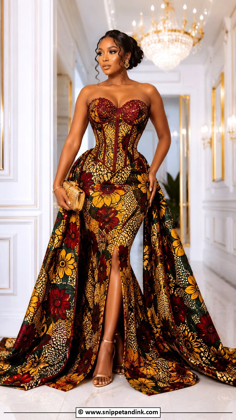 Ankara Corset Gown With Train - Snippet and Ink - 30 Ankara Corset Gown Ideas