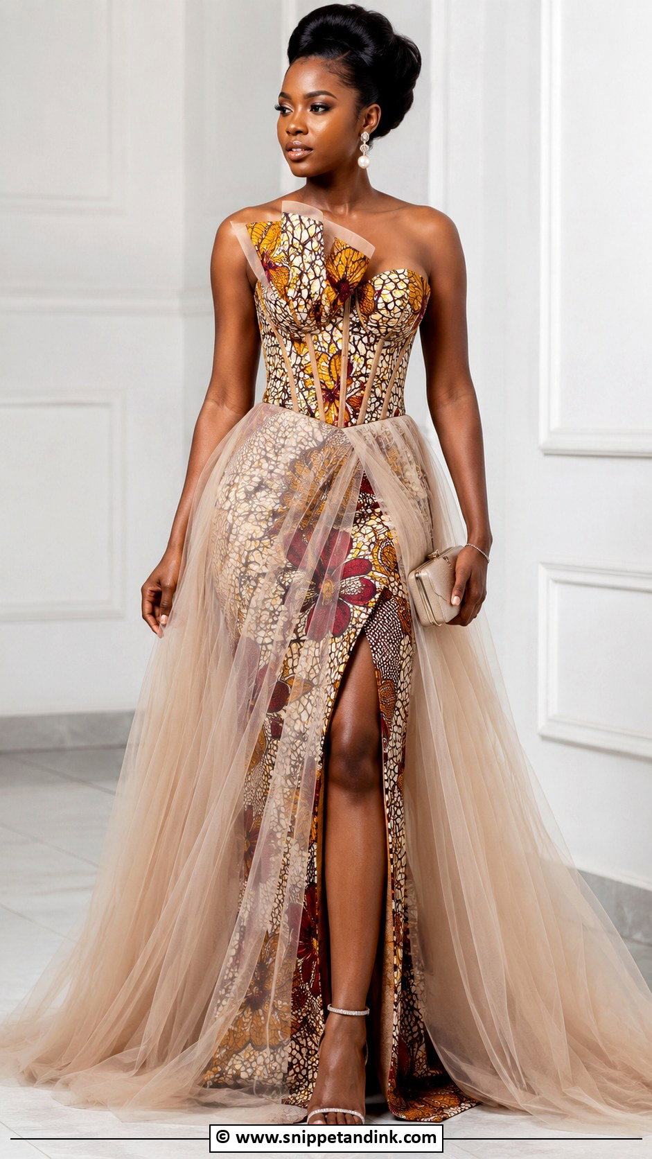 Ankara Corset Gown With Tulle - Snippet and Ink - 30 Ankara Corset Gown Ideas