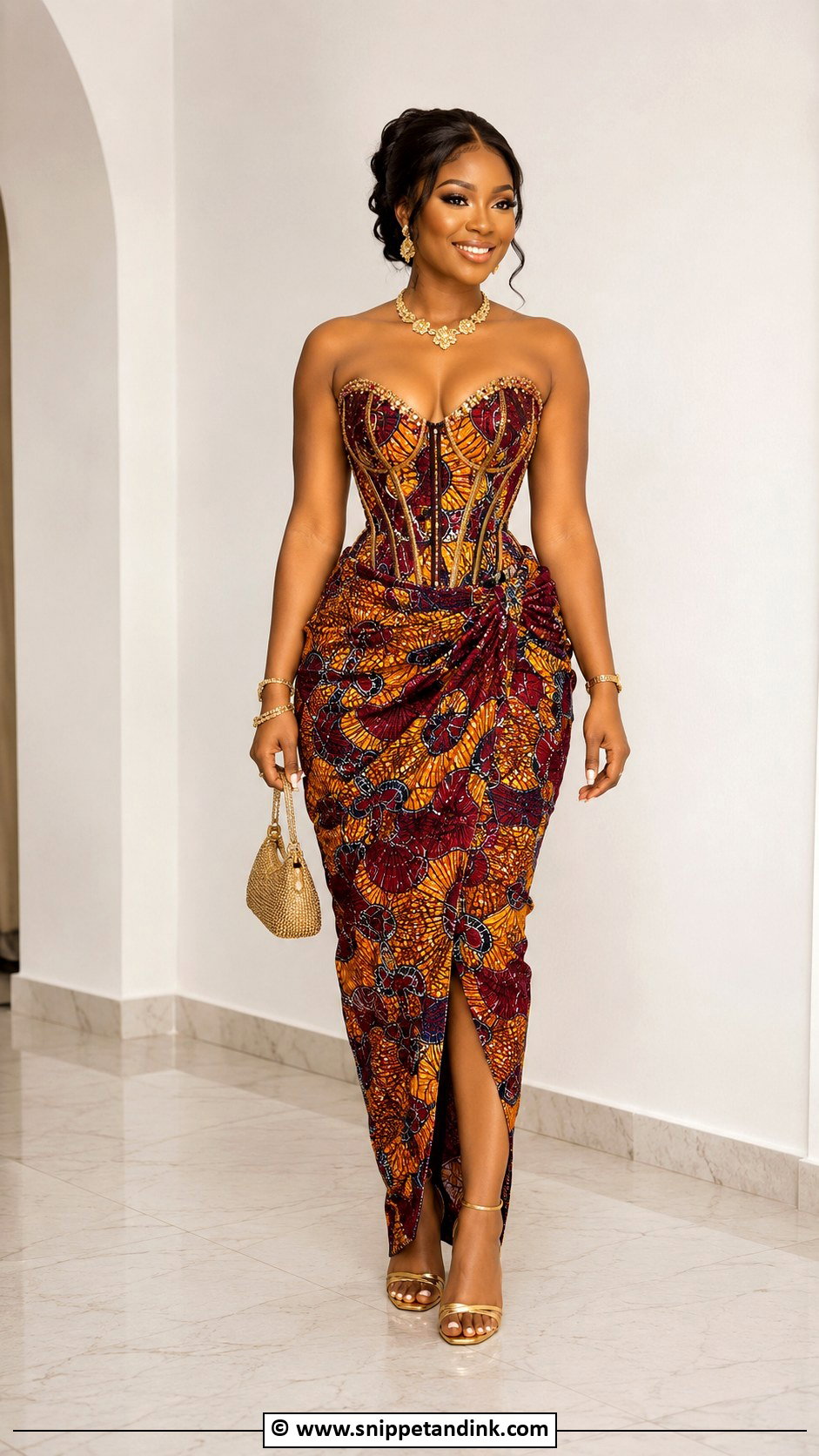 Ankara Corset Gown With Wrapper Skirt - Snippet and Ink - 30 Ankara Corset Gown Ideas