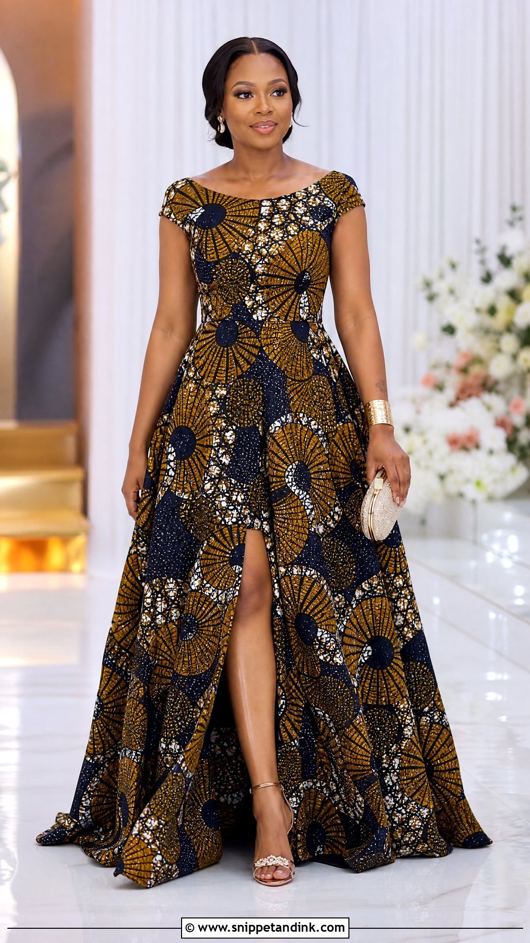 Ankara Gown With Front Slit - Snippet and Ink - 25 Big Ankara Gown Styles