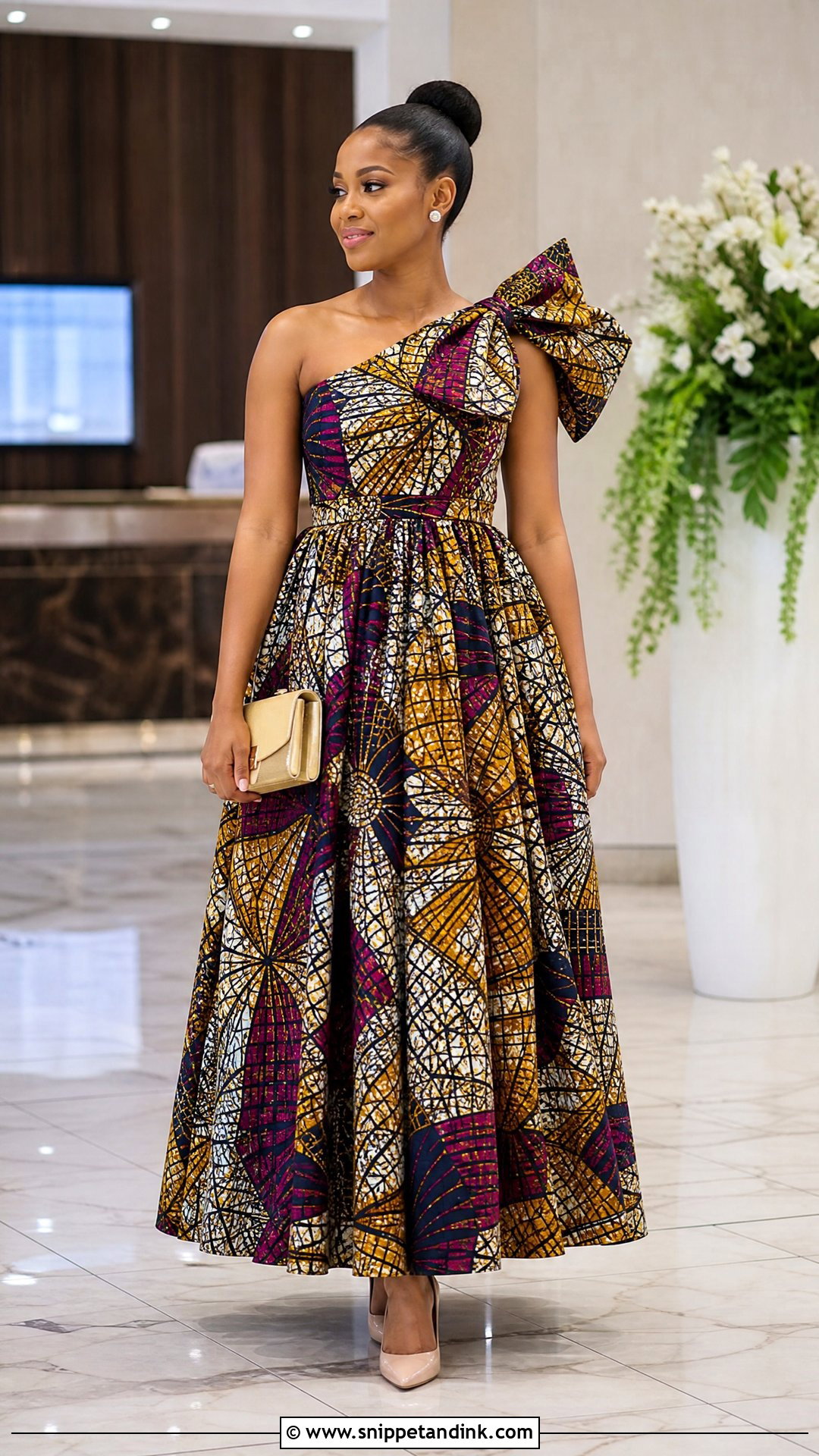 Ankara Gown With Structured Bow - Snippet and Ink - 25 Big Ankara Gown Styles