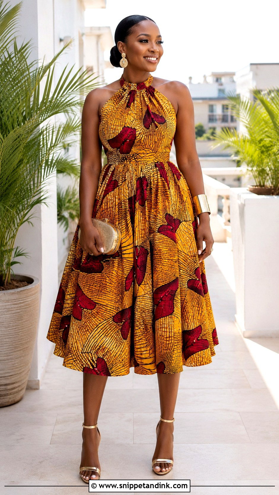 Ankara Halter Gathered Gown - Snippet and Ink - 25 Gathers Gown Ankara Ideas