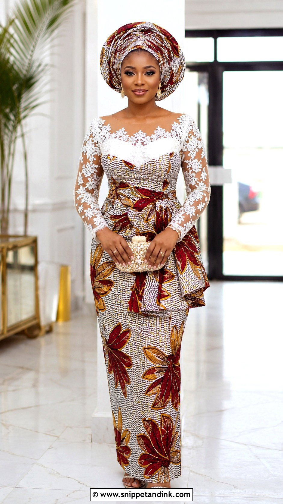 Ankara Lace Combination Wedding Dress - Snippet and Ink - 25 Ankara Traditional Wedding Dresses