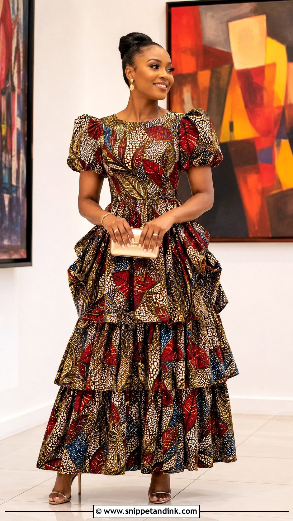 Ankara Layered Gathered Gown - Snippet and Ink - 25 Gathers Gown Ankara Ideas