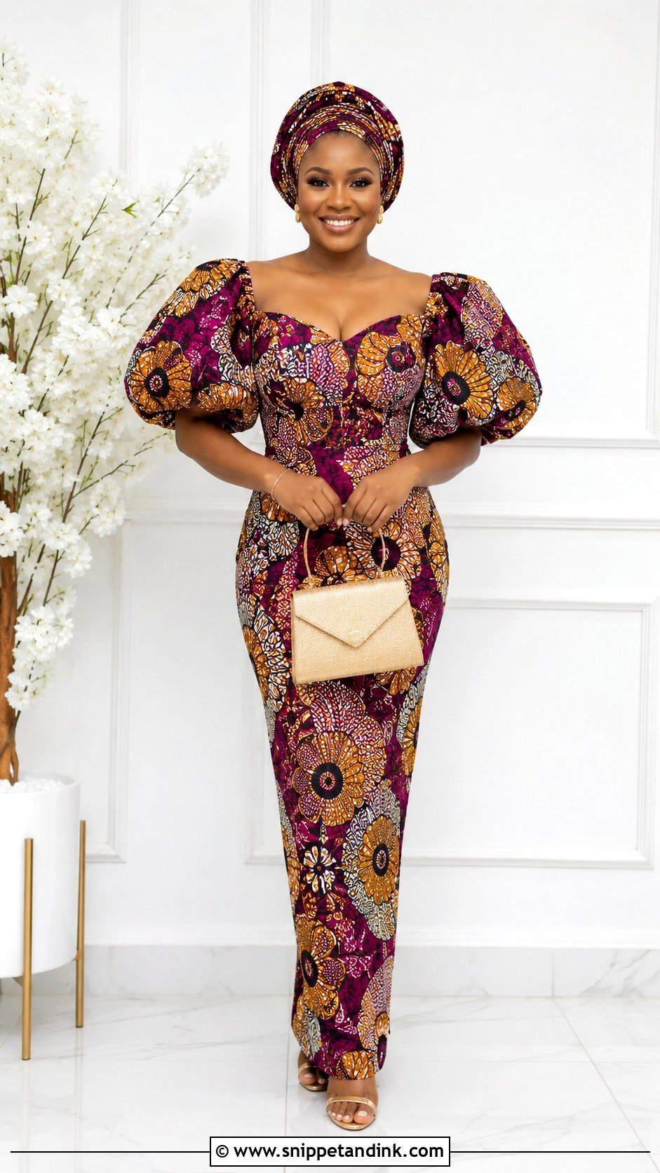 Ankara Lobola Dress With Statement Sleeves - Snippet and Ink - 30 Lobola Dresses for Bride