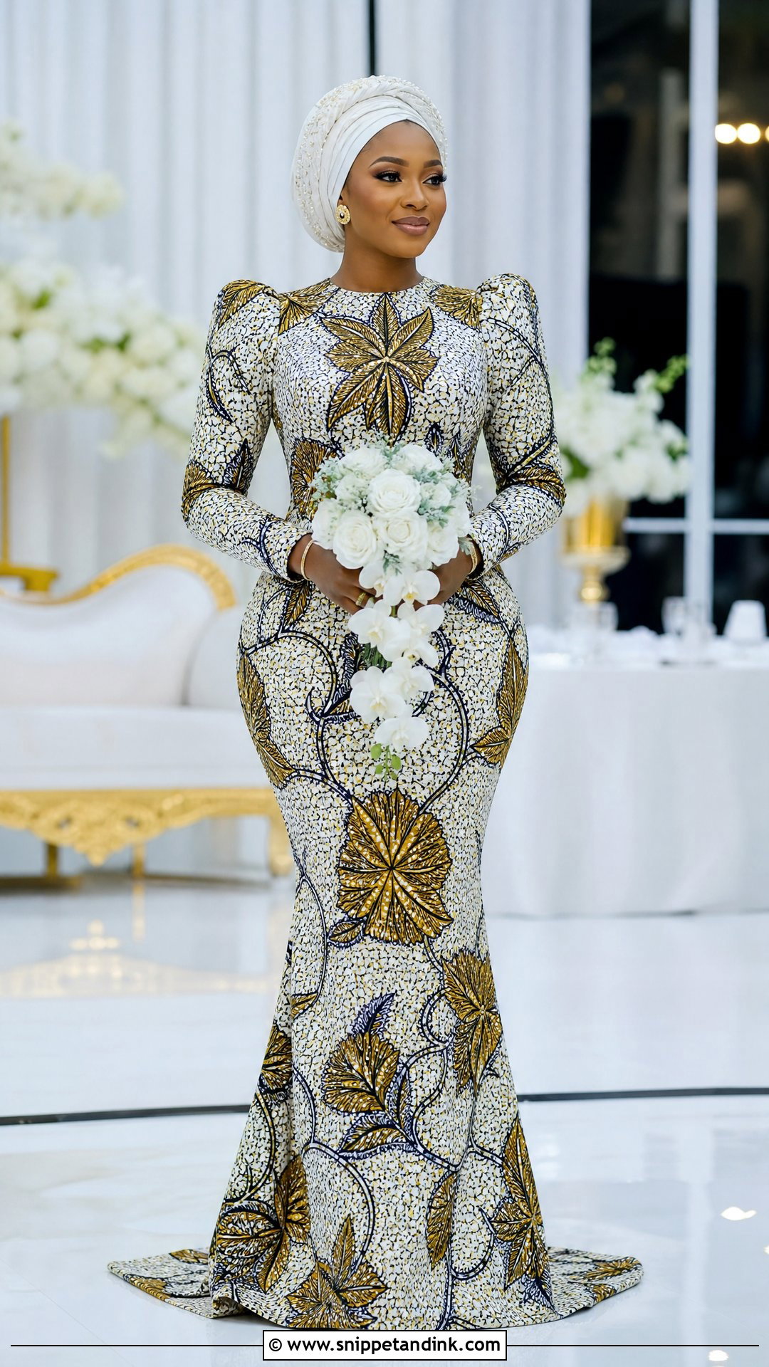 Ankara Long Sleeve Bridal Dress - Snippet and Ink - 25 Ankara Bridal Dress Styles