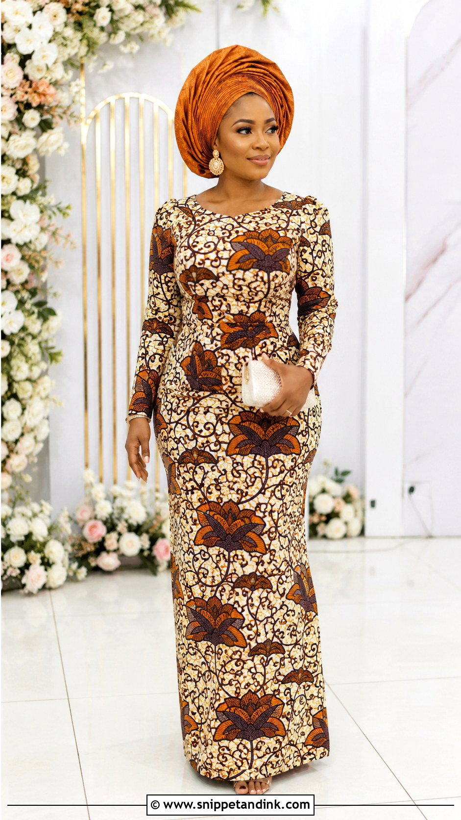 Ankara Long Sleeve Wedding Dress - Snippet and Ink - 25 Ankara Traditional Wedding Dresses