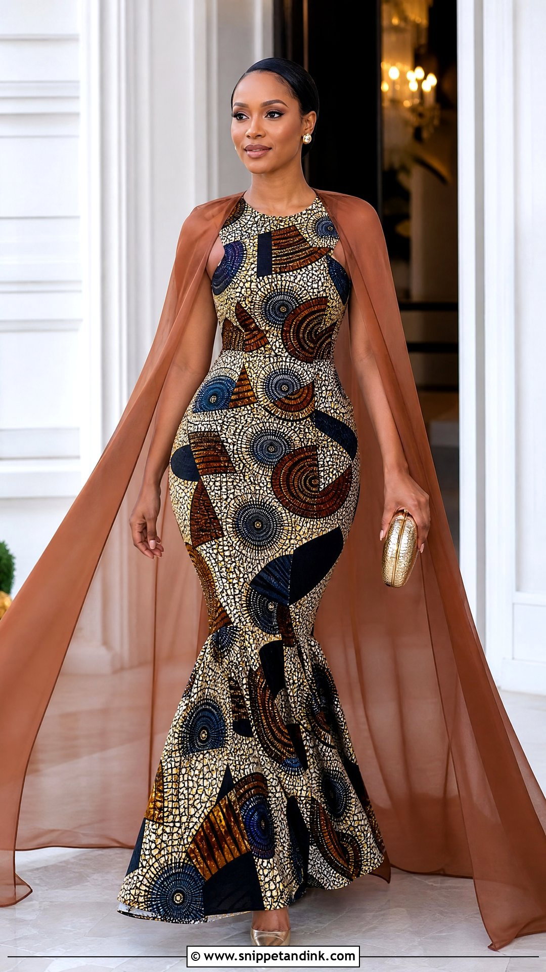 Ankara Mermaid Gown With Cape - Snippet and Ink - 20 Ankara Mermaid Gown Ideas