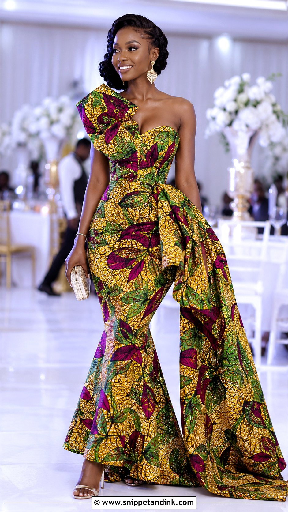Ankara Mermaid Gown With Side Train - Snippet and Ink - 20 Ankara Mermaid Gown Ideas
