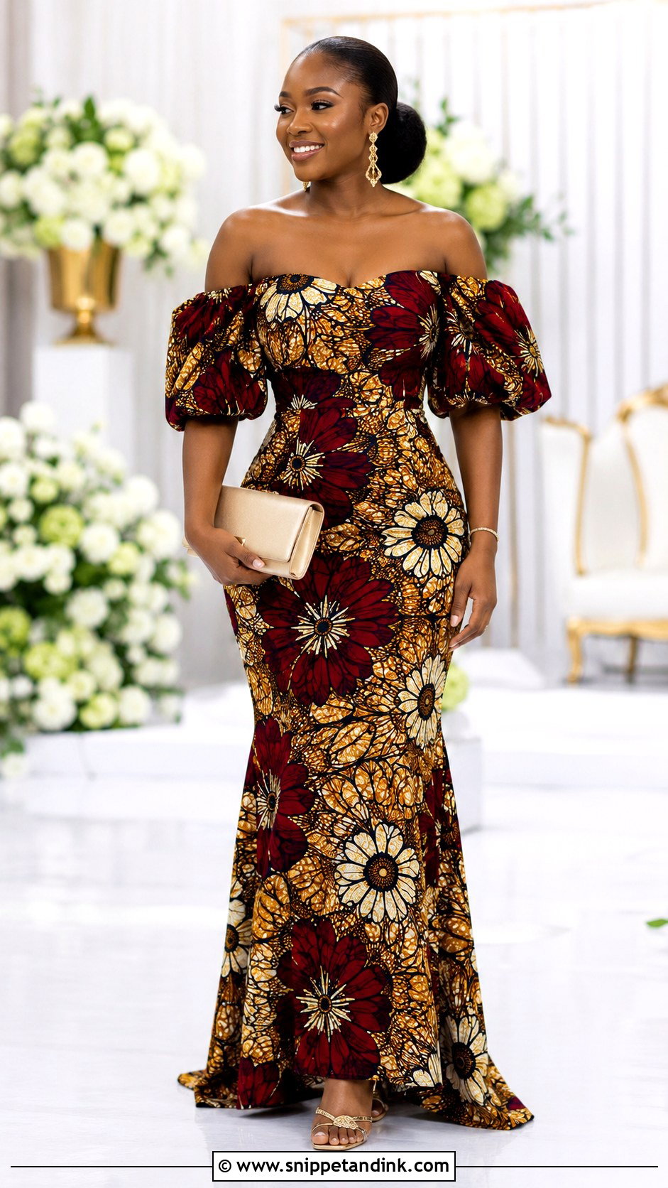 Ankara Off Shoulder Bridesmaid Dress - Snippet and Ink - 20 African Bridal Maids Dresses Style
