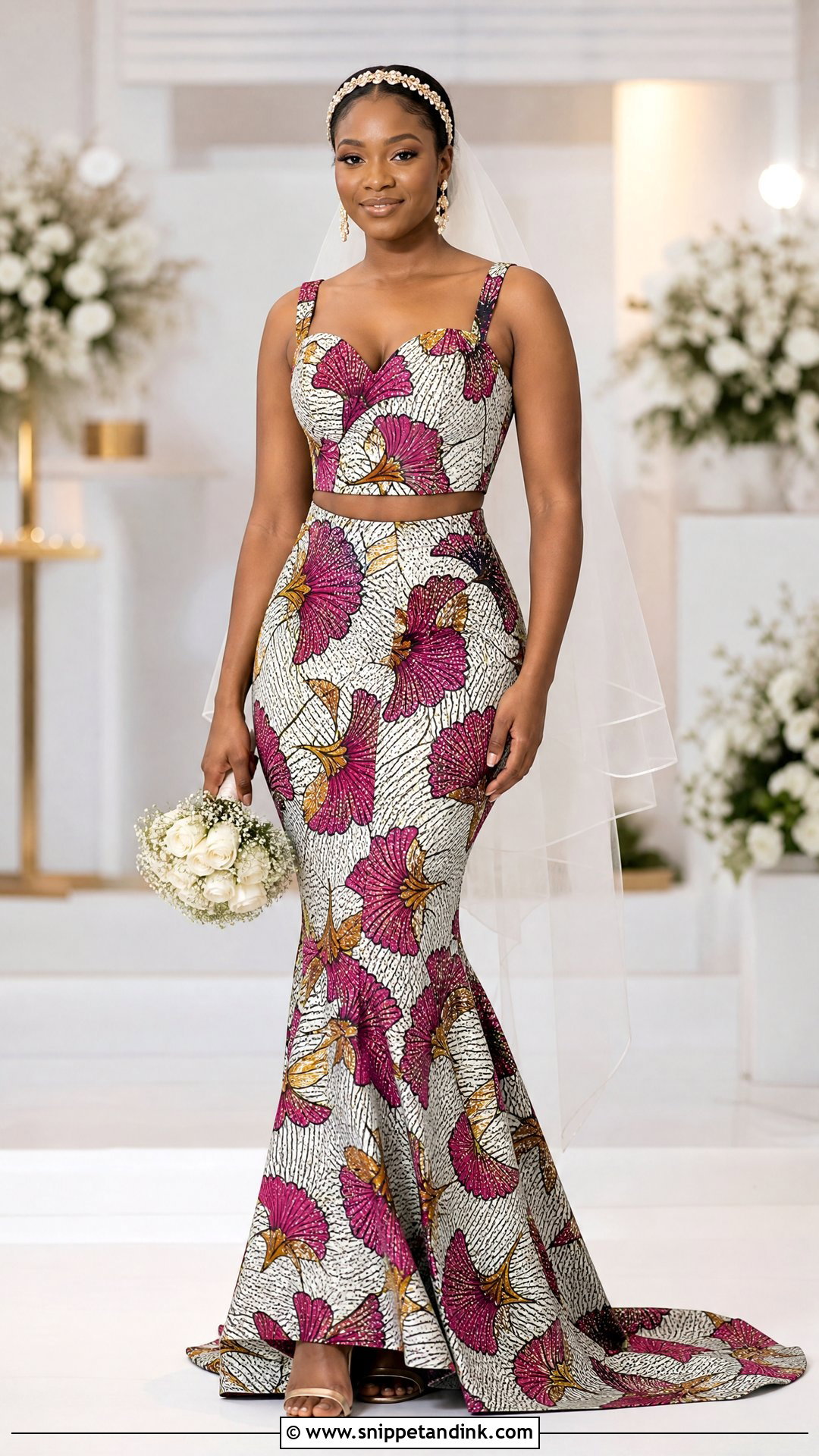 Ankara Two Piece Bridal Set - Snippet and Ink - 25 Ankara Bridal Dress Styles