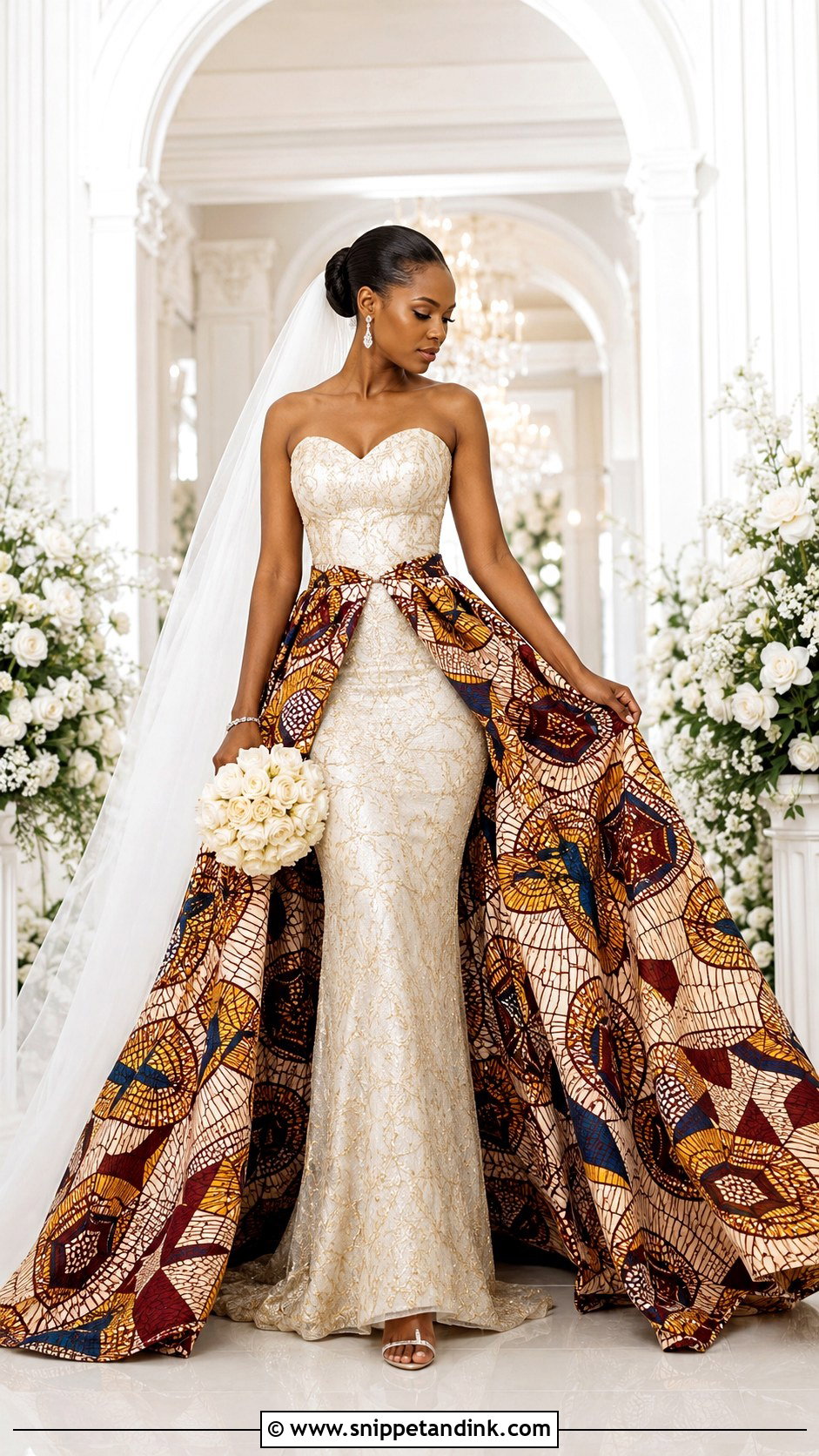 Ankara Wedding Dress With Detachable Overskirt - Snippet and Ink - 20 Ankara Wedding Dress Styles