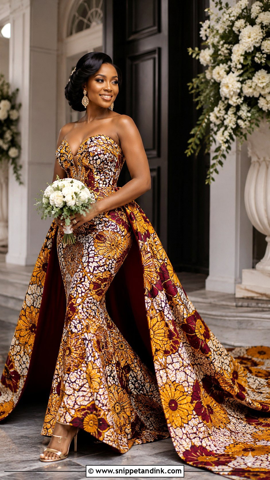 Ankara Wedding Gown With Detachable Train - Snippet and Ink - 20 Ankara Wedding Gowns