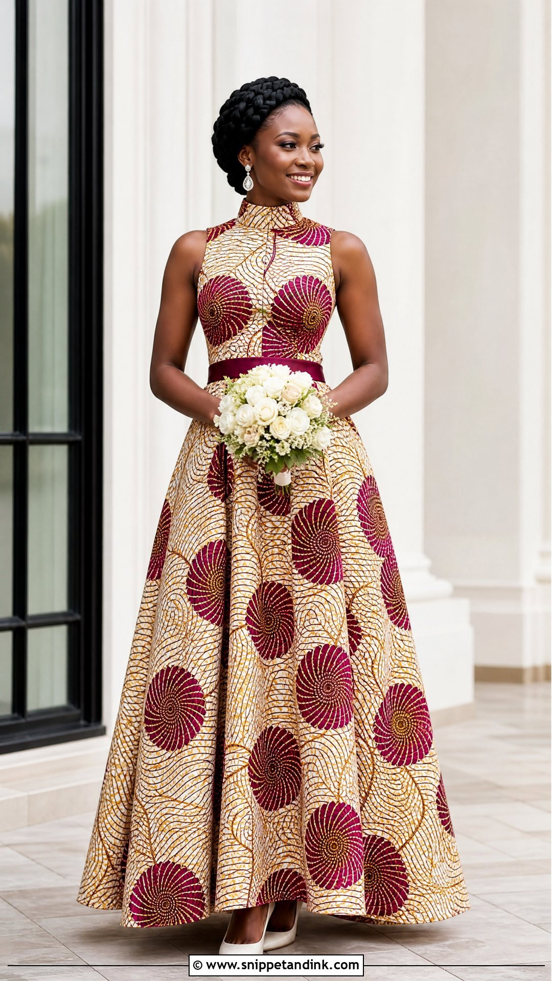 Ankara Wedding Gown With High Neck - Snippet and Ink - 20 Ankara Wedding Gowns