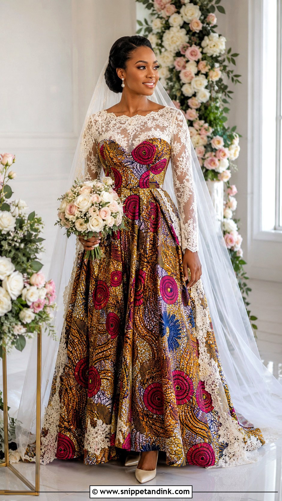 Ankara Wedding Gown With Lace - Snippet and Ink - 20 Ankara Wedding Gowns