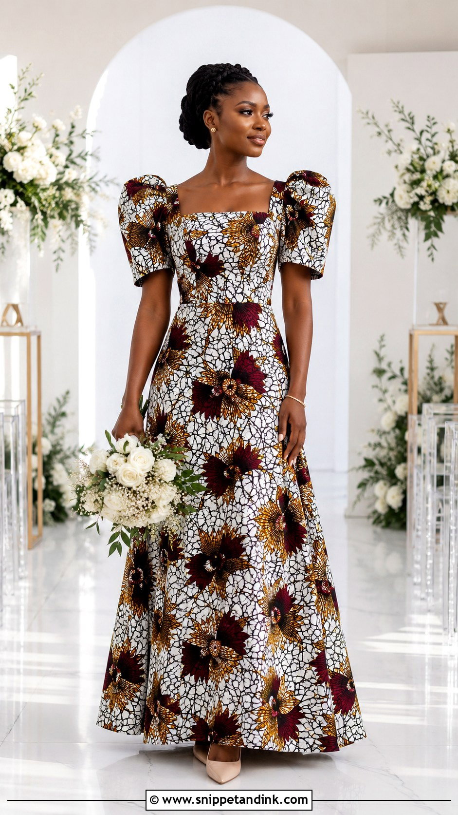 Ankara Wedding Gown With Puff Sleeves - Snippet and Ink - 20 Ankara Wedding Gowns