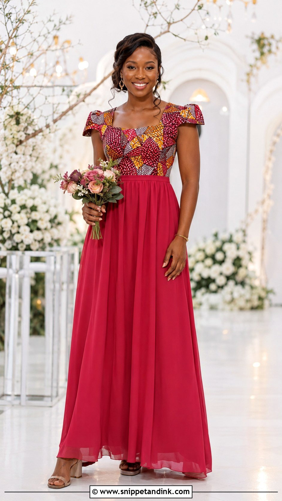 Ankara and Chiffon Bridal Train Dress - Snippet and Ink - 20 Bridal Train Dresses Nigeria