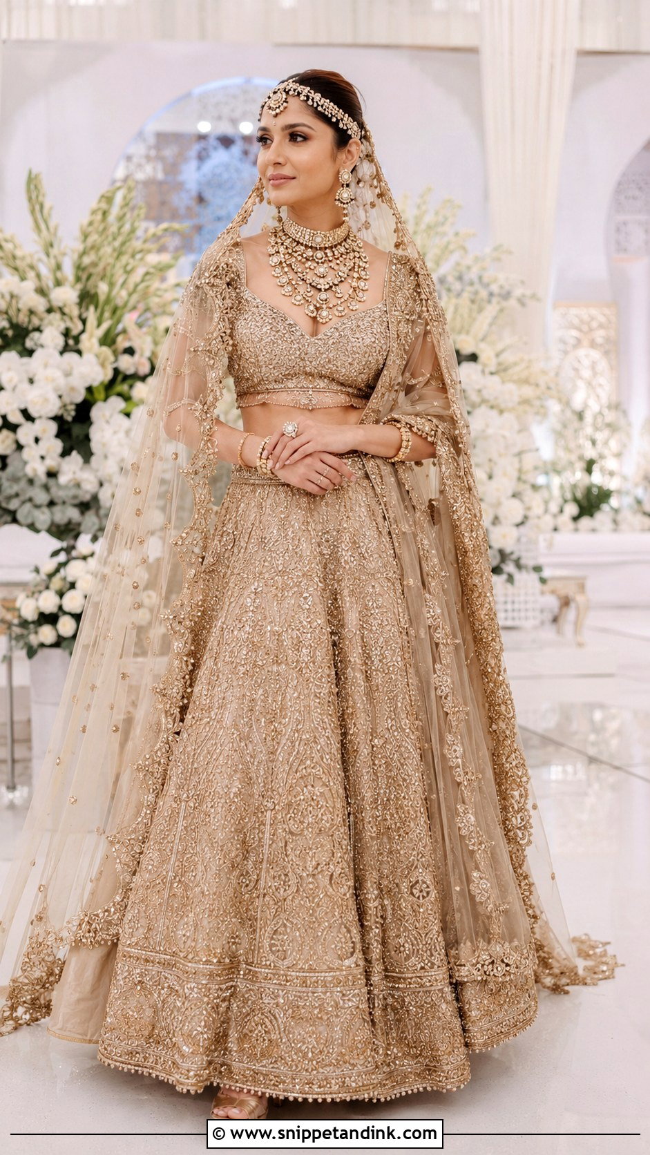 Ankita Lokhande Gold Wedding Lehenga - Snippet and Ink - 20 Bollywood Celebrity Wedding Outfit Ideas