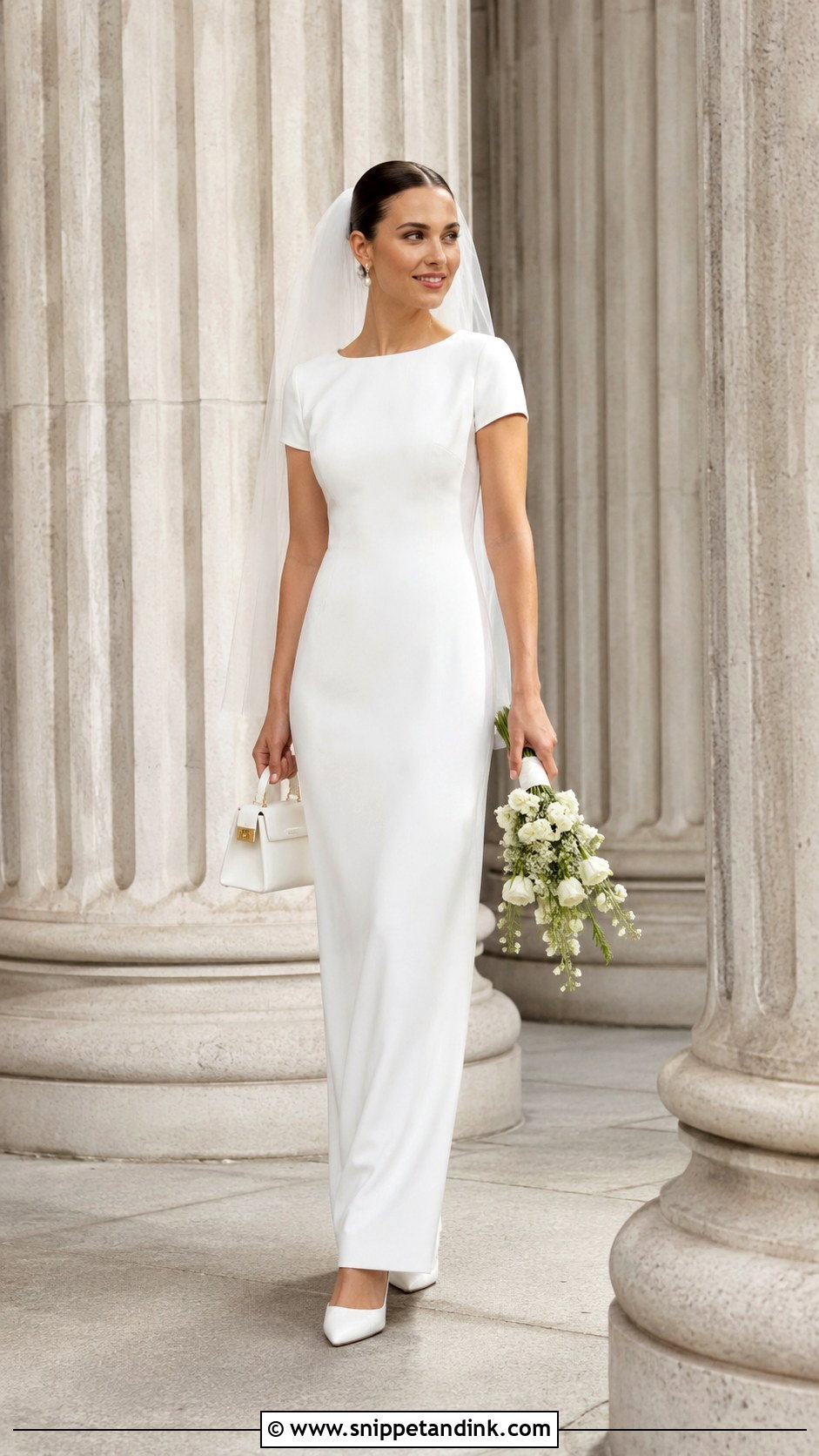 Ankle Length Column Court Wedding Dress - Snippet and Ink - 20 Dress for Court Wedding Ideas