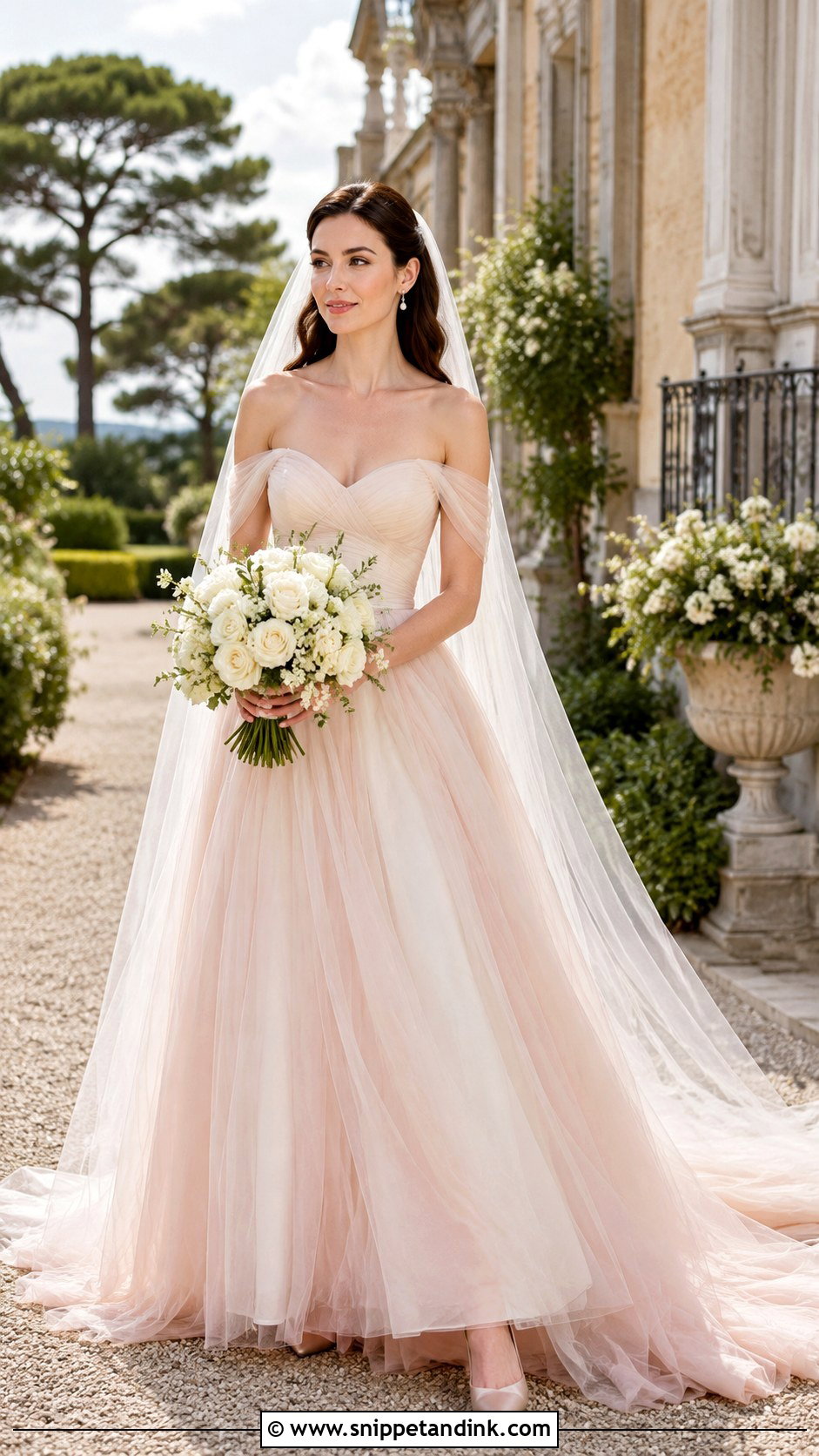 Anne Hathaway Blush Tulle Wedding Dress - Snippet and Ink - 20 Anne Hathaway Wedding Dress Ideas