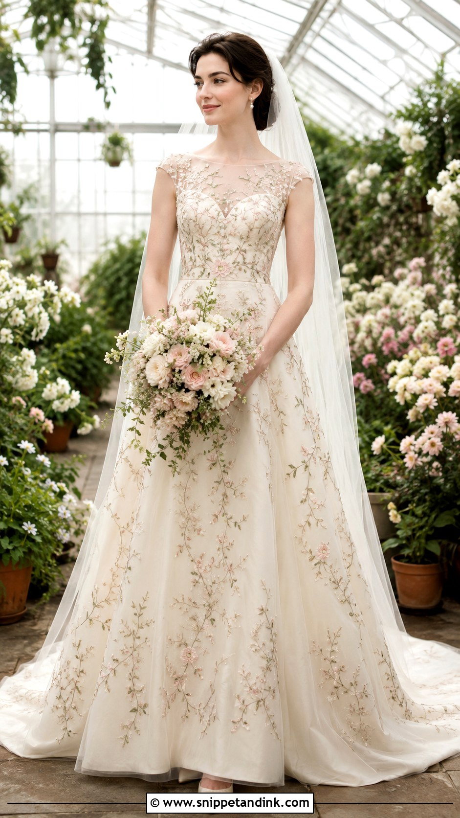 Anne Hathaway Embroidered Wedding Dress - Snippet and Ink - 20 Anne Hathaway Wedding Dress Ideas