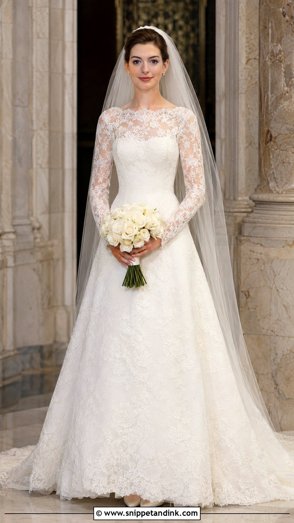 Anne Hathaway Lace Sleeve Wedding Dress - Snippet and Ink - 20 Anne Hathaway Wedding Dress Ideas