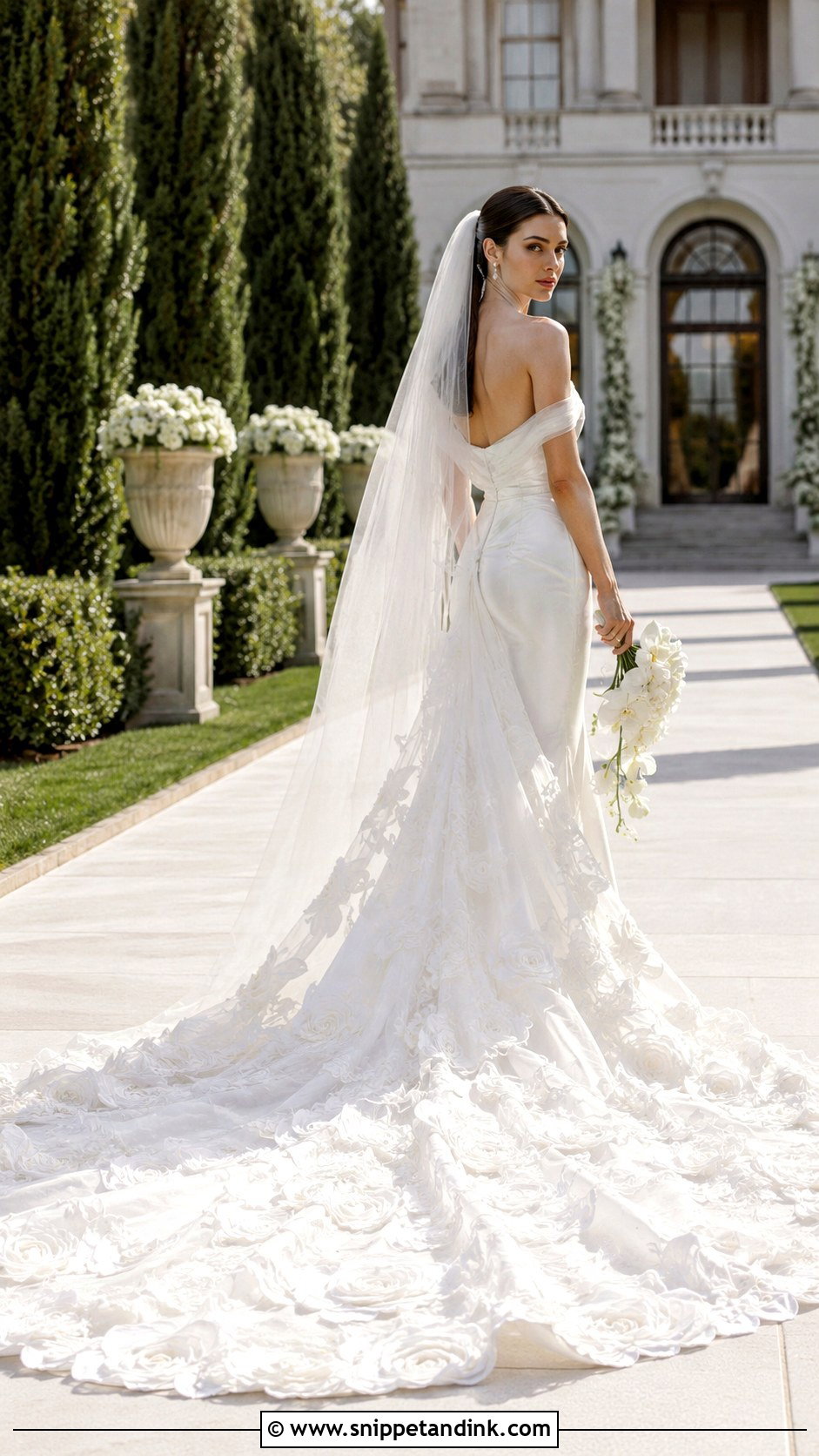 Anne Hathaway Long Train Wedding Dress - Snippet and Ink - 20 Anne Hathaway Wedding Dress Ideas