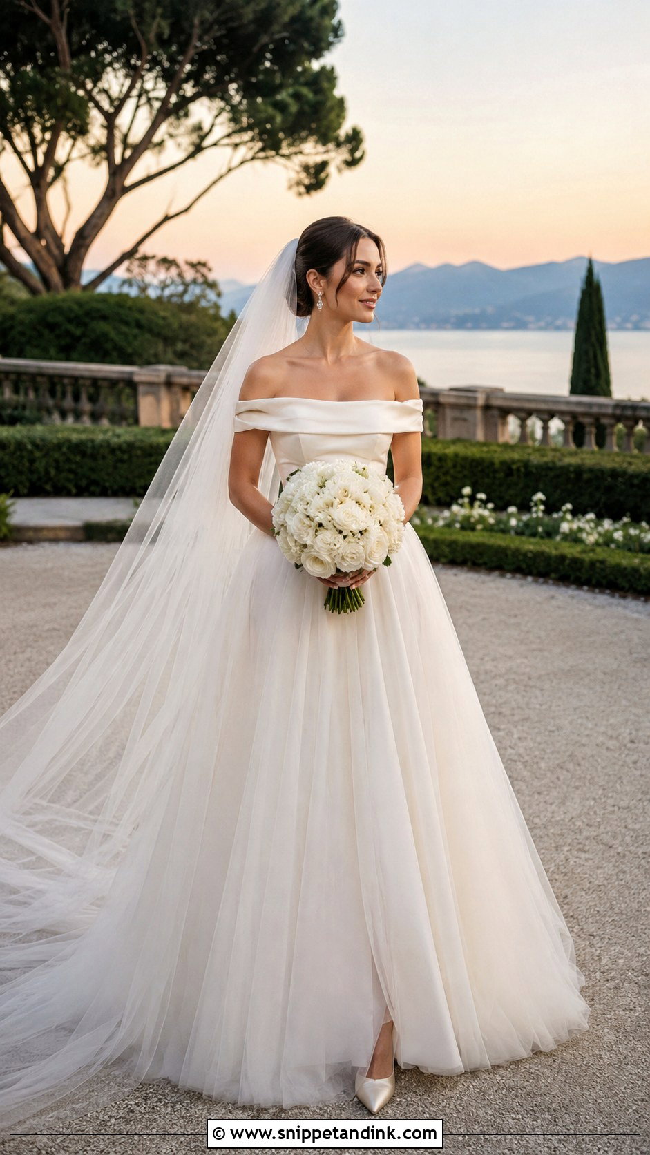 Anne Hathaway Off The Shoulder Wedding Dress - Snippet and Ink - 20 Anne Hathaway Wedding Dress Ideas