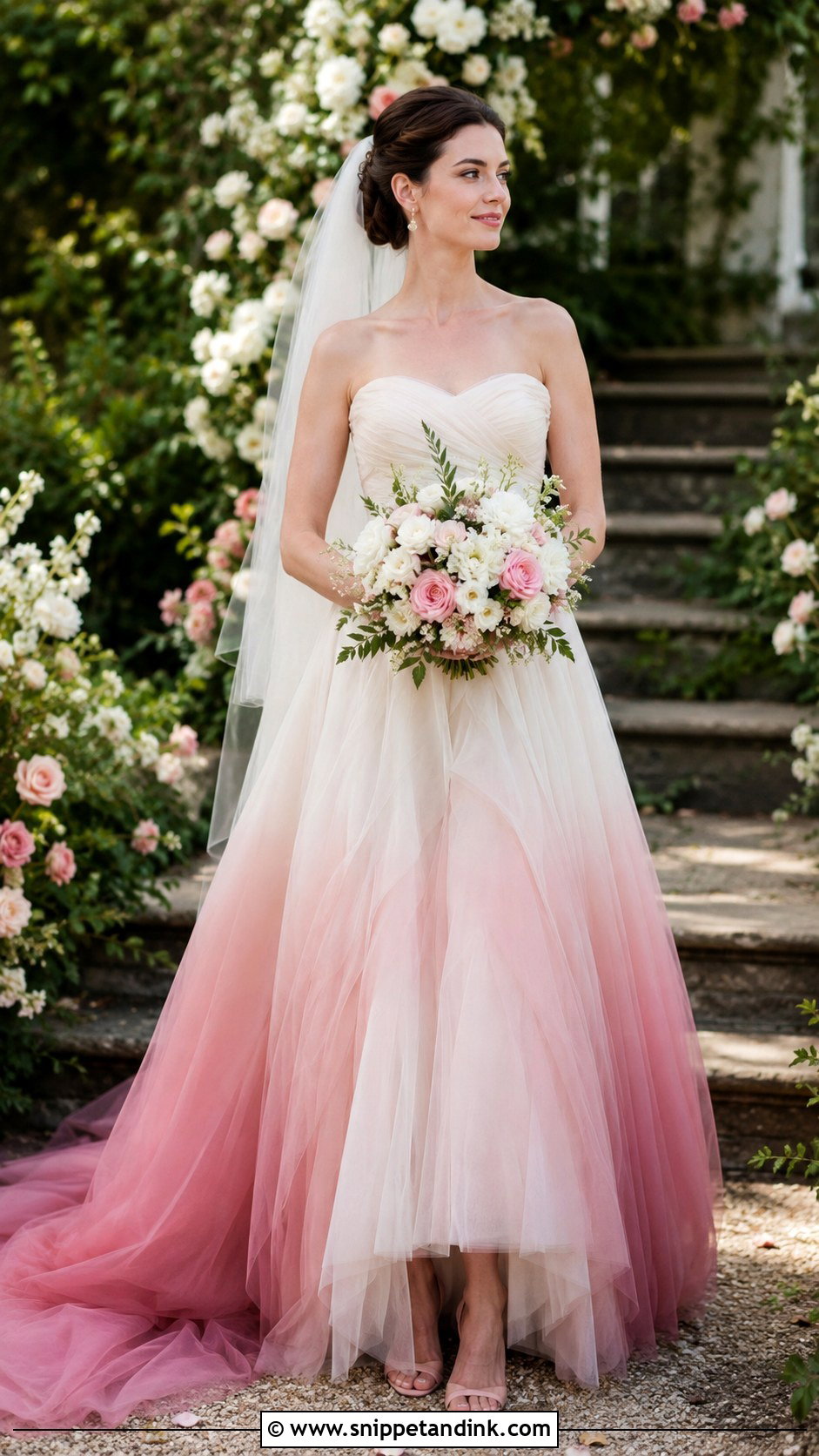 Anne Hathaway Pink Ombre Wedding Dress - Snippet and Ink - 20 Anne Hathaway Wedding Dress Ideas