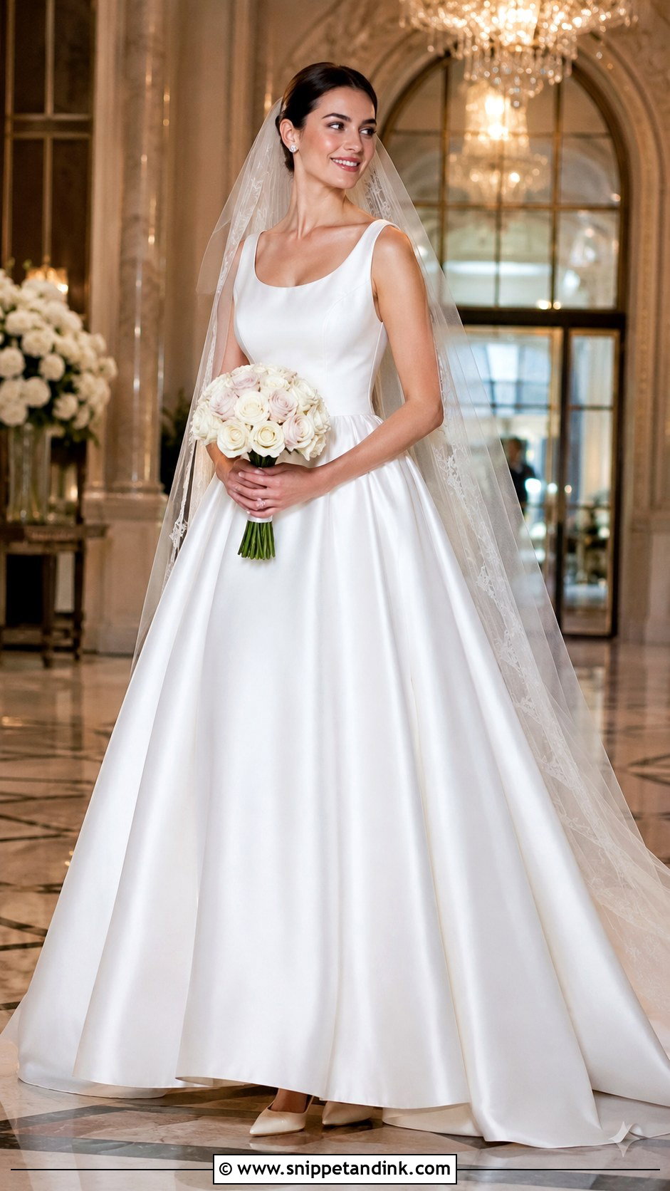 Anne Hathaway Satin Ball Gown Wedding Dress - Snippet and Ink - 20 Anne Hathaway Wedding Dress Ideas