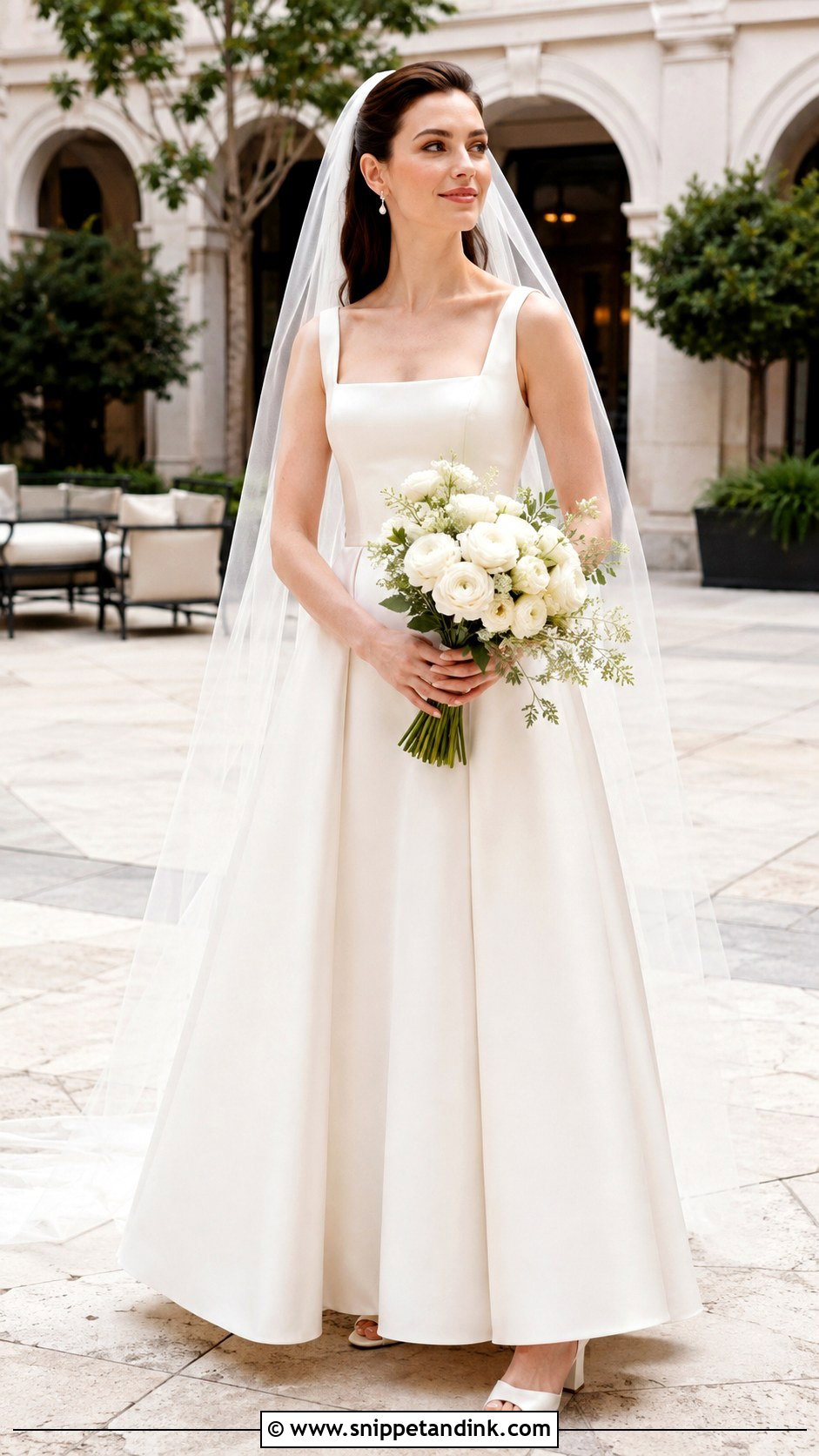 Anne Hathaway Square Neck Wedding Dress - Snippet and Ink - 20 Anne Hathaway Wedding Dress Ideas